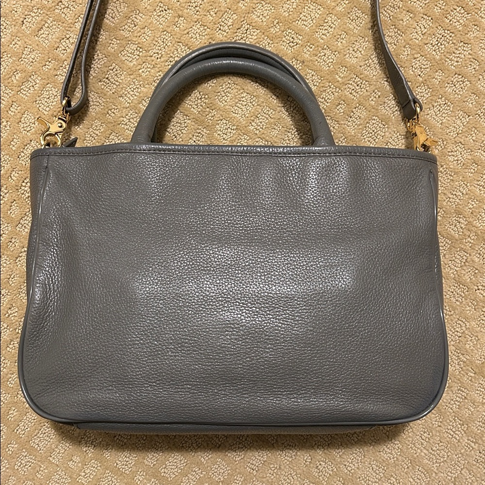 Tory Burch Gray Pebbled Leather Horsebit 2 Way Crossbody Hand Bag - Picture 3 of 13